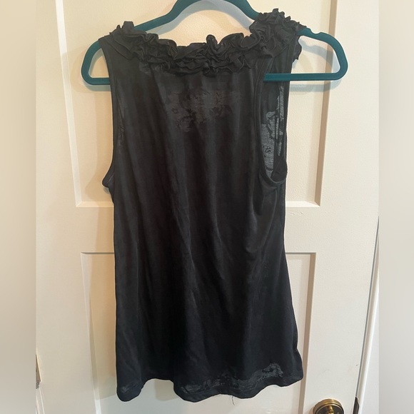 Chic Black Ruffled Tank Top - Picture 2 of 3